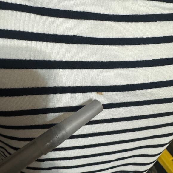 White House Black Market Striped Top Knit short sleeve shirt Parisian style sz M - Picture 3 of 8